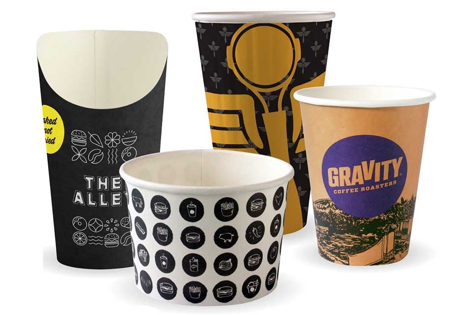 BioPak custom printed coffee cups, ice cream cups and chip cups are the perfect way to boost your brand.