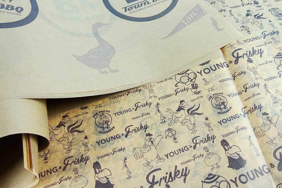 Print your logo on brown greaseproof paper and start boosting your business presence without spending too much.