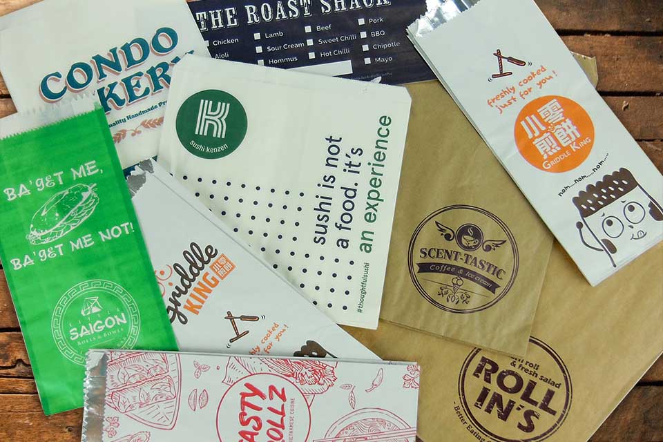 We can custom print paper bags in various sizes, both sides, in up to 2 colours.